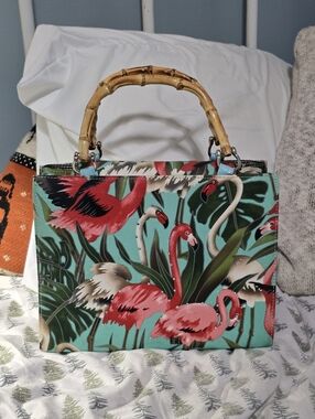 Rhinestone Flamingo Bambo Bag